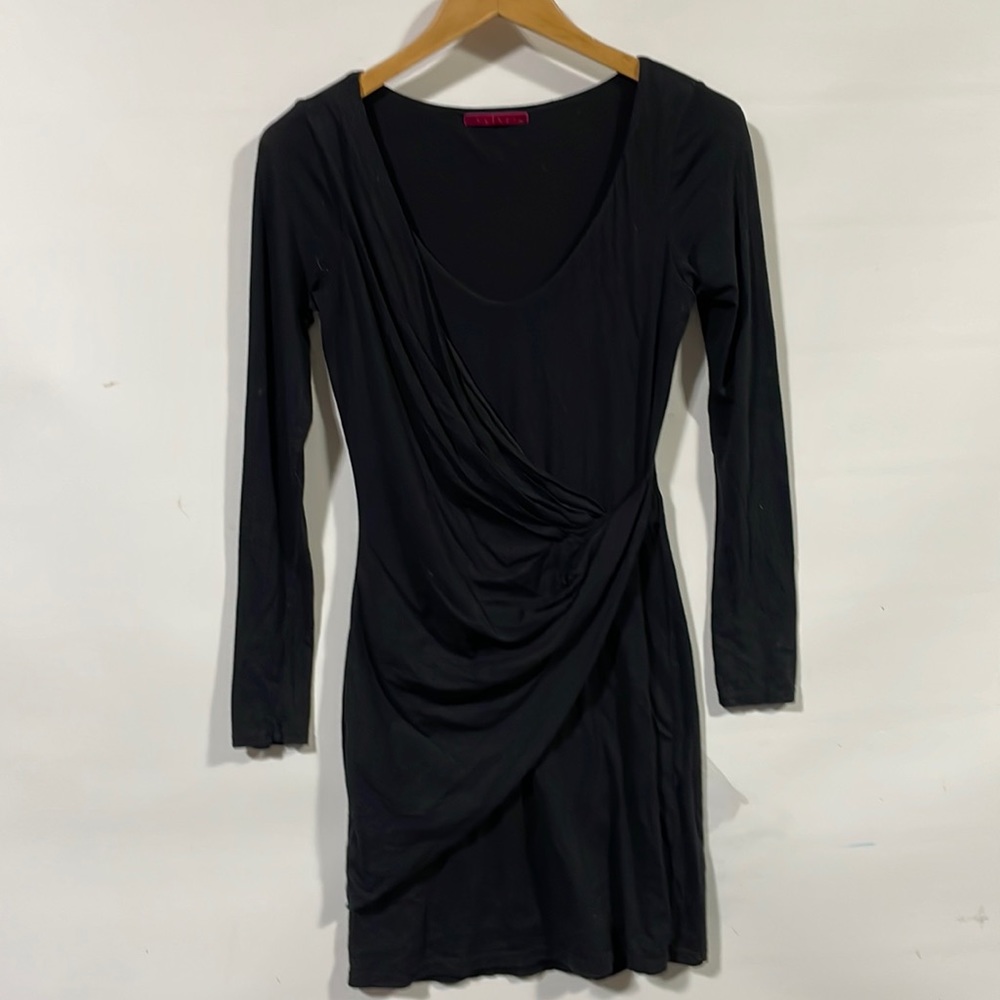 Velvet black cross body dress